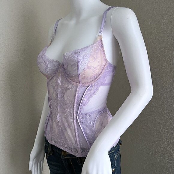 Victoria’s Secret Designer Collection Fairy Corset Size 34 C Lilac Lingerie Sexy - Picture 6 of 9